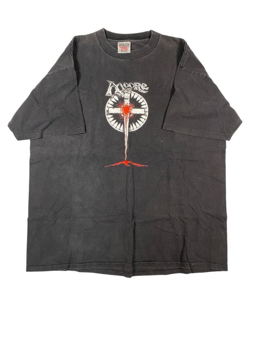 Oneita Moore Graphic T-Shirt Keep Music Evil Black XL 100% Cotton Vintage
